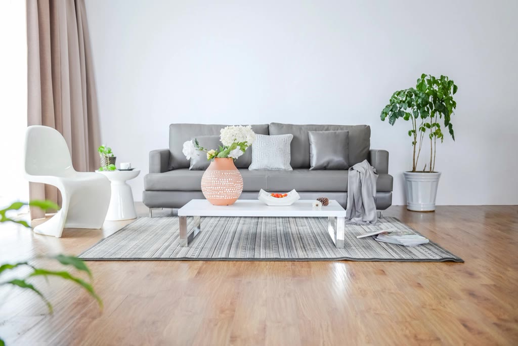 Bright open-plan living area in a newly built home